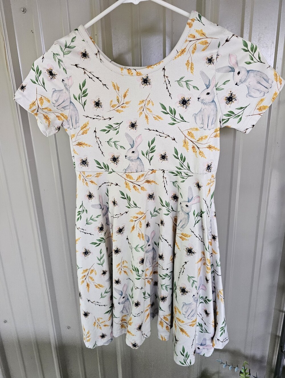 Sydney So Sweet White Bunny Print Girls' Dress Size 8-10